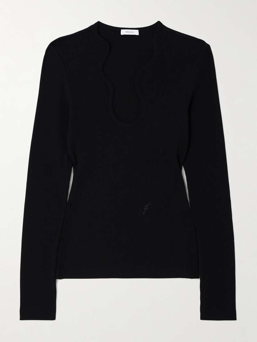 Ferragamo Ribbed Cotton Top