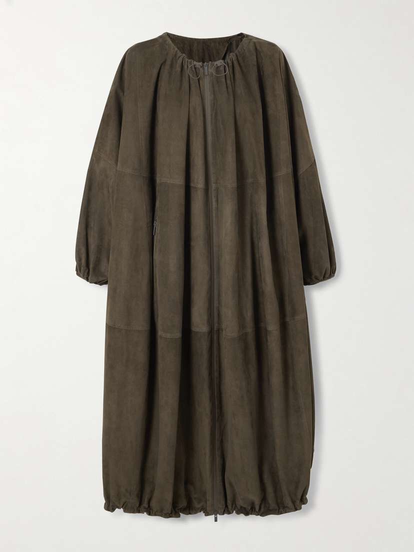Ferragamo Oversized Paneled Suede Coat