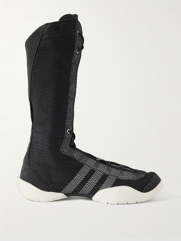 adidas Originals + Y-3 Regu leather and suede-trimmed mesh knee boots