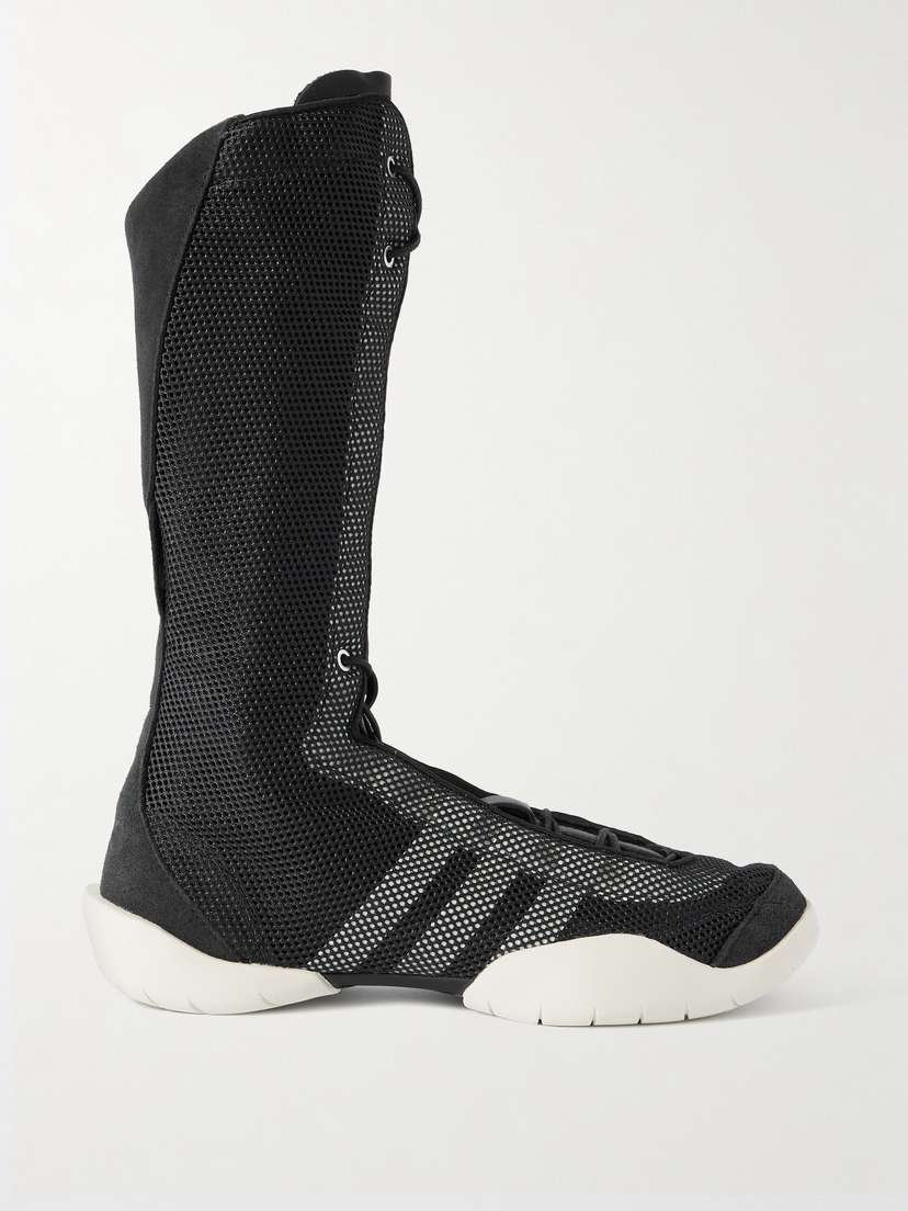 adidas Originals + Y-3 Regu Leather And Suede-trimmed Mesh Knee Boots