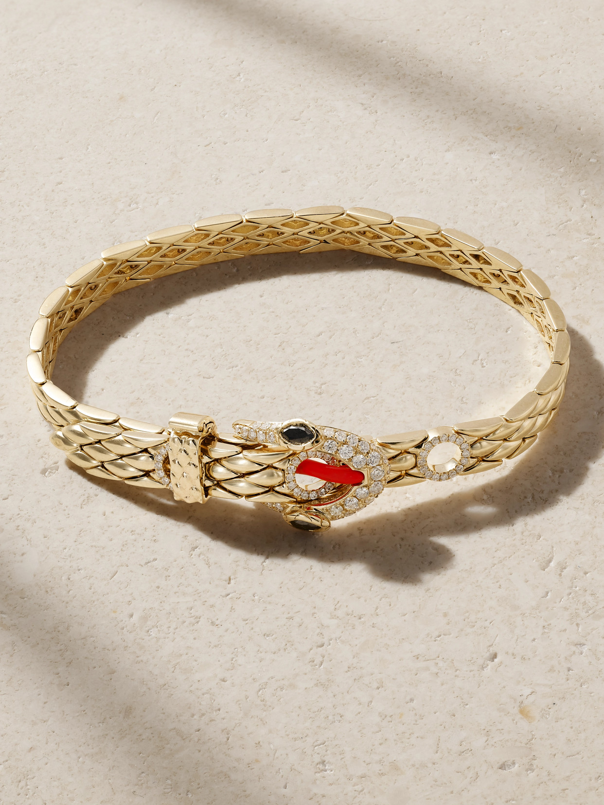 Yvonne Léon 9-karat Gold Black Diamond And Enamel Bracelet