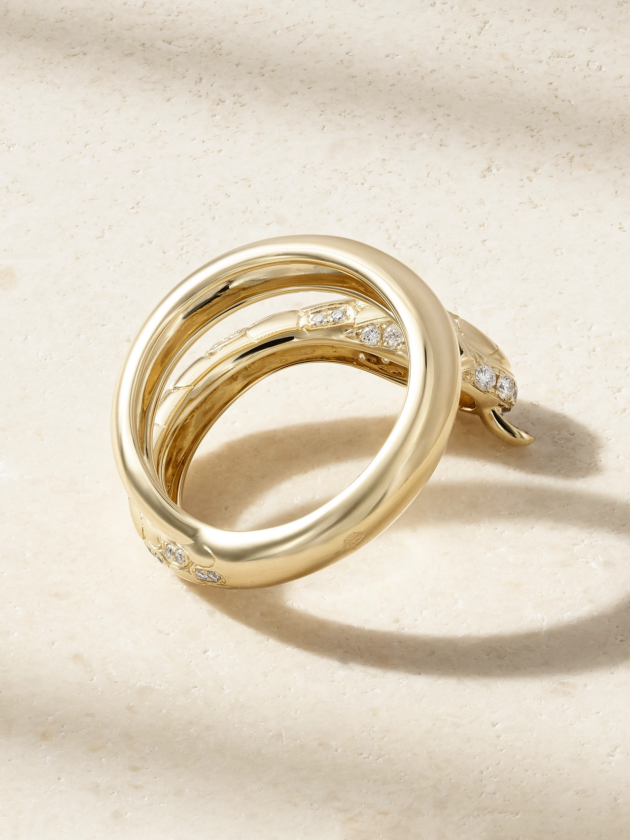Yvonne Léon Python 9-karat Gold Multi-stone Ring In Gold