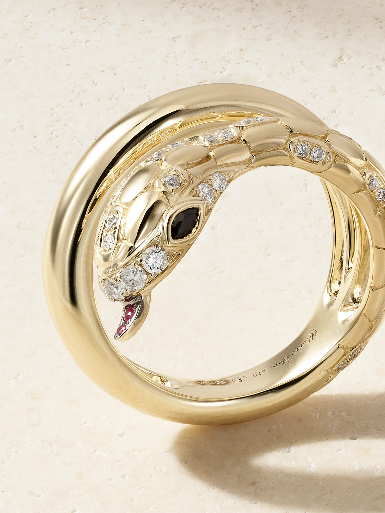 Yvonne Léon Python 9-karat Gold Multi-stone Ring In Gold