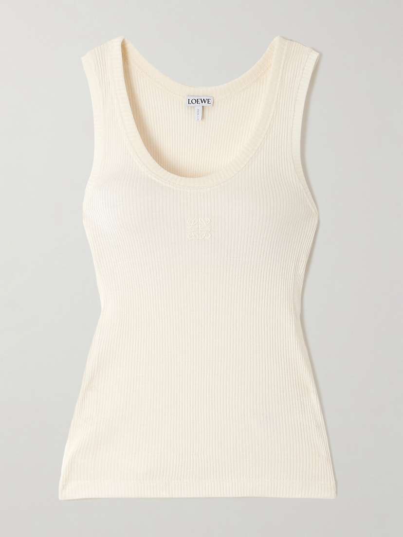 Loewe Anagram Embroidered Ribbed Silk-jersey Tank