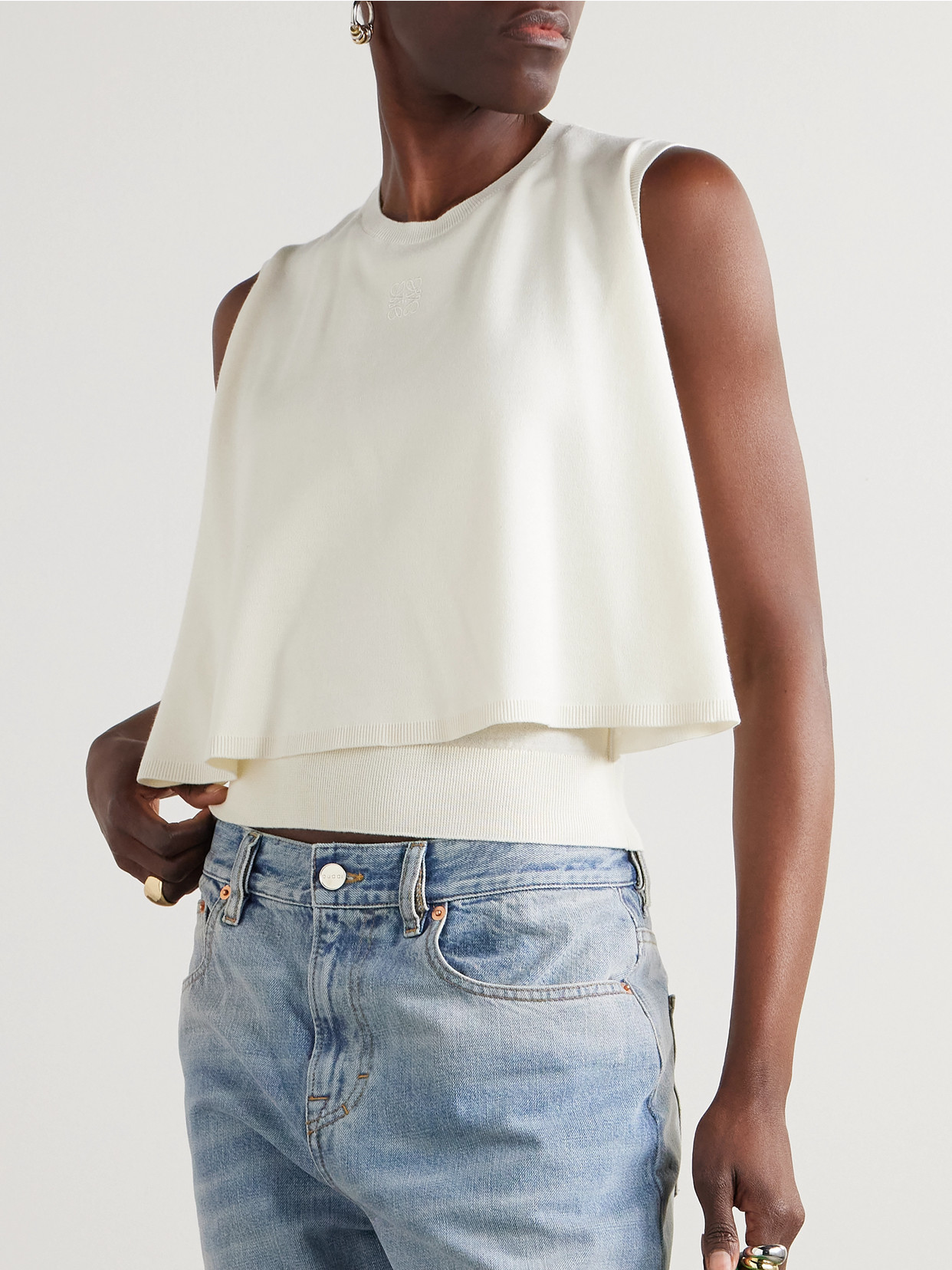 Loewe Layered Wool-jersey Top In White