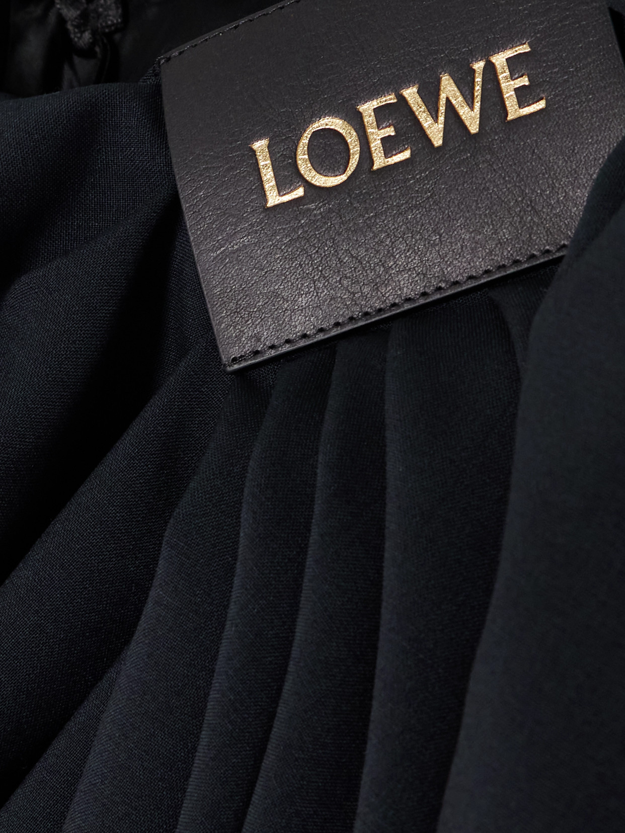 Shop Loewe Paneled Draped Wool Pants In Blue