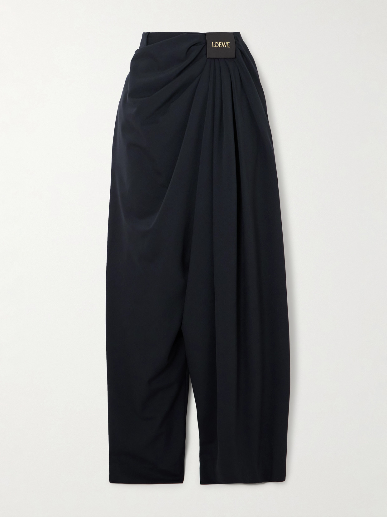 Loewe Paneled Draped Wool Pants In Blue