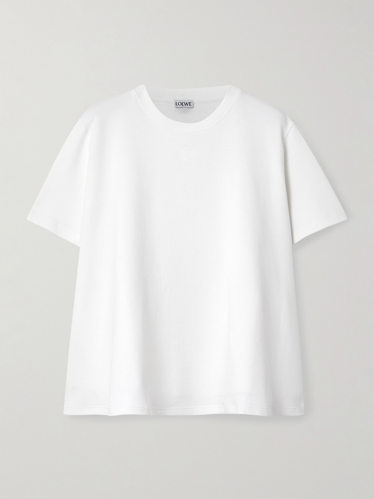 Loewe Embroidered Cotton-blend Jersey T-shirt In White