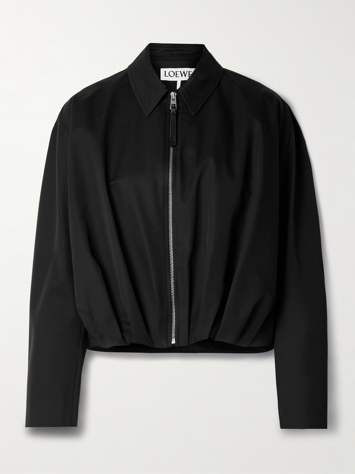 Loewe Gathered Cotton And Silk-blend Twill Jacket In Black
