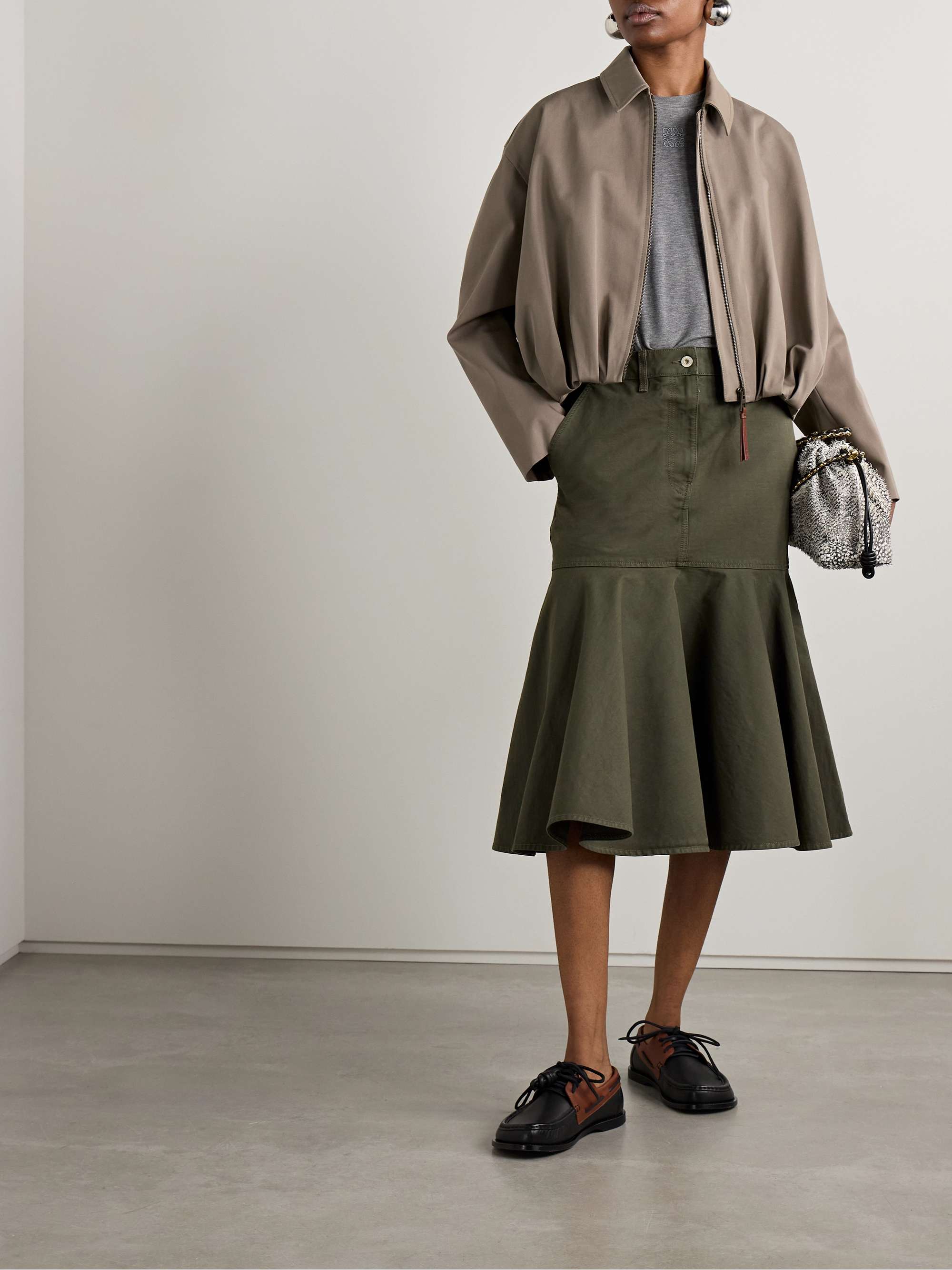 LOEWE Gathered cotton and silk-blend twill jacket | NET-A-PORTER