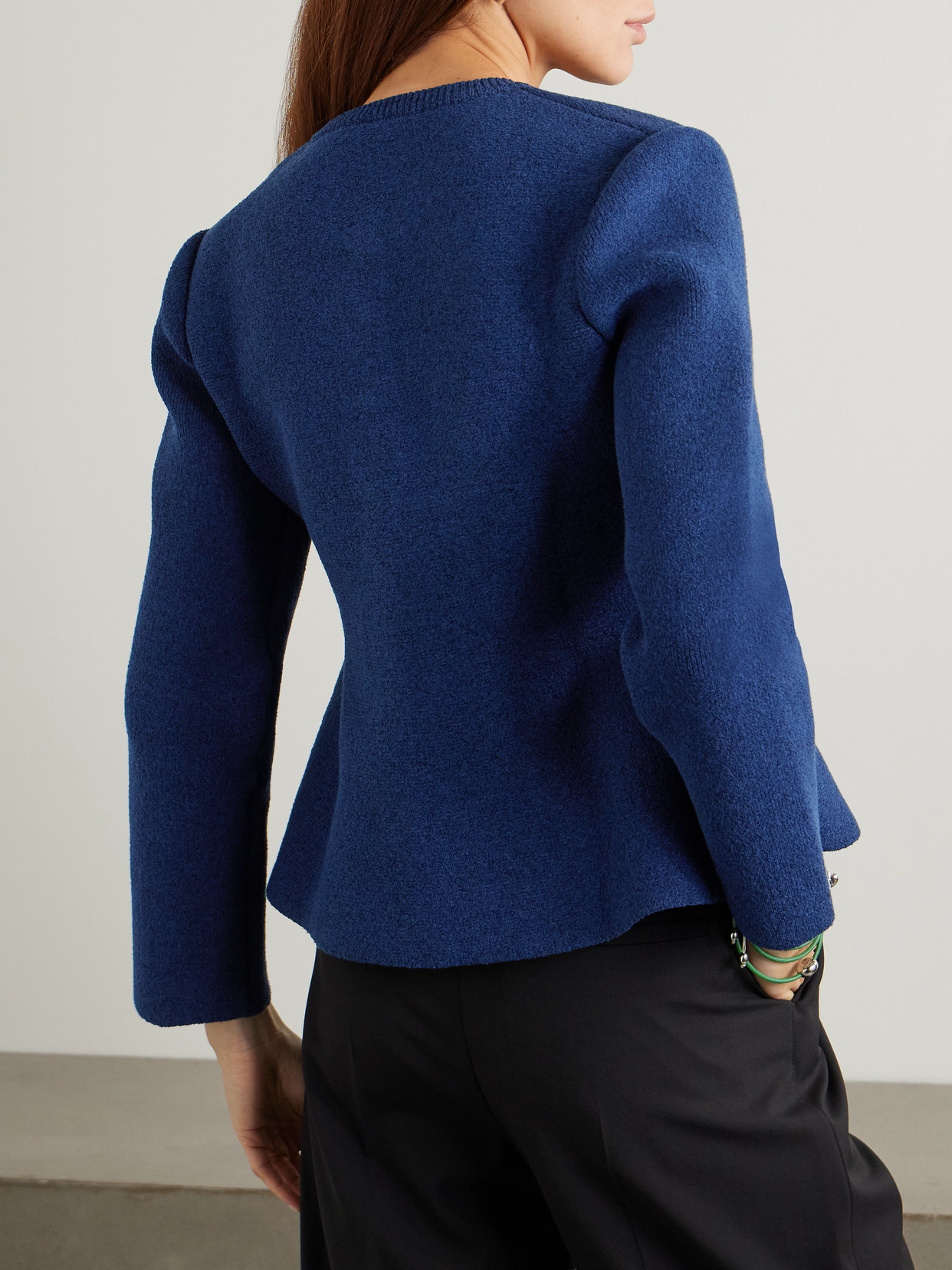 Loewe Long-sleeved Knitted Cardigan In Blue