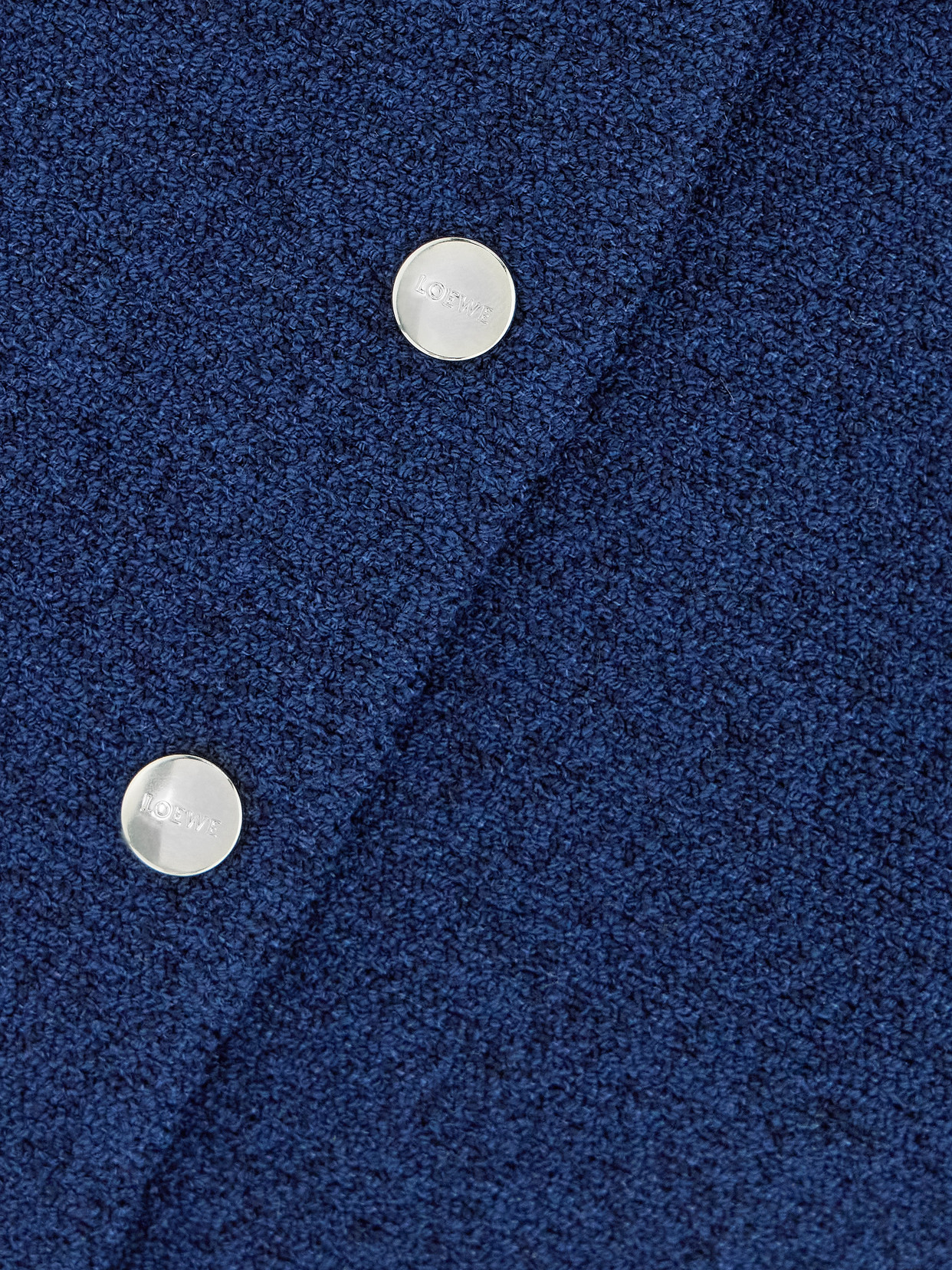 Loewe Long-sleeved Knitted Cardigan In Blue