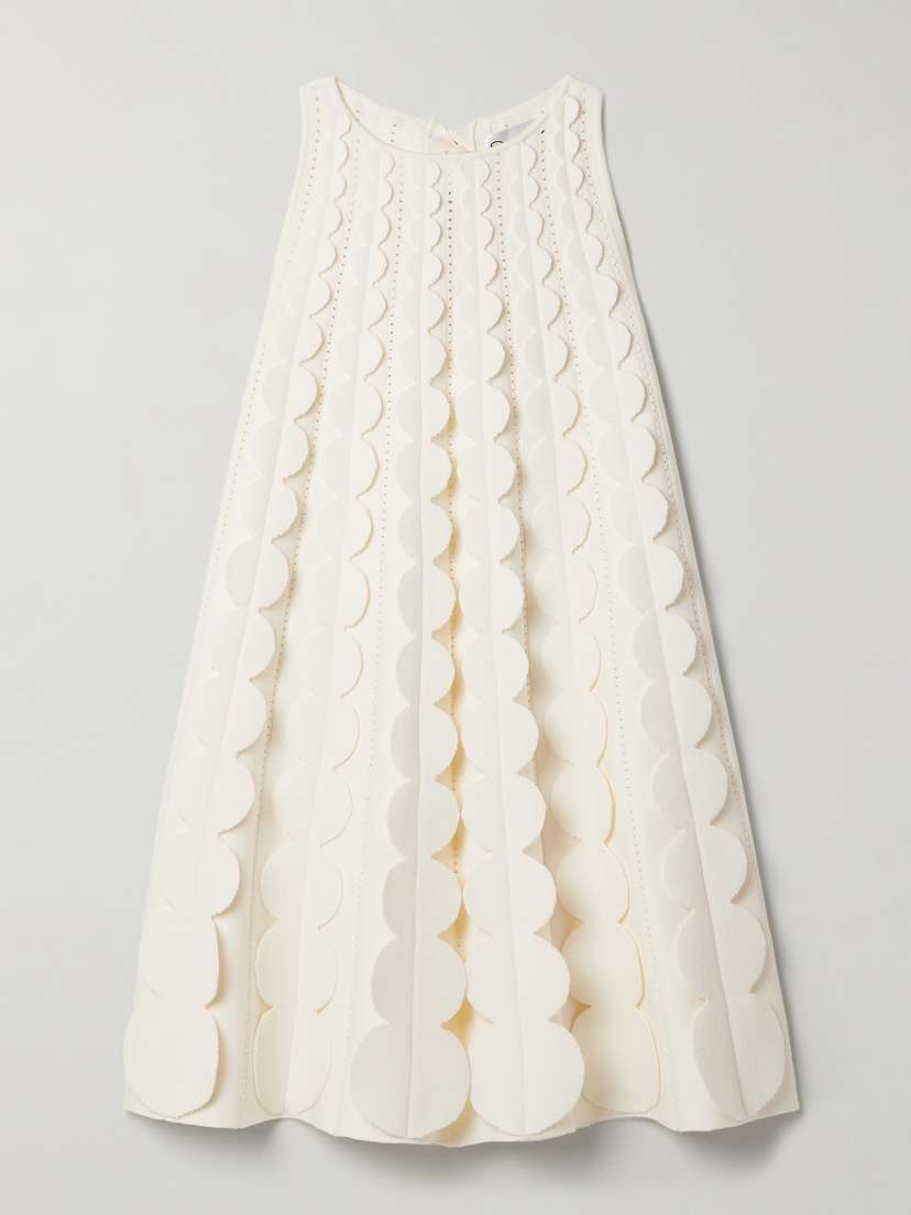 Oscar de la Renta Scalloped Pointelle-knit Mini Dress