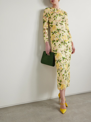 Oscar de la Renta Floral-print guipure lace maxi dress