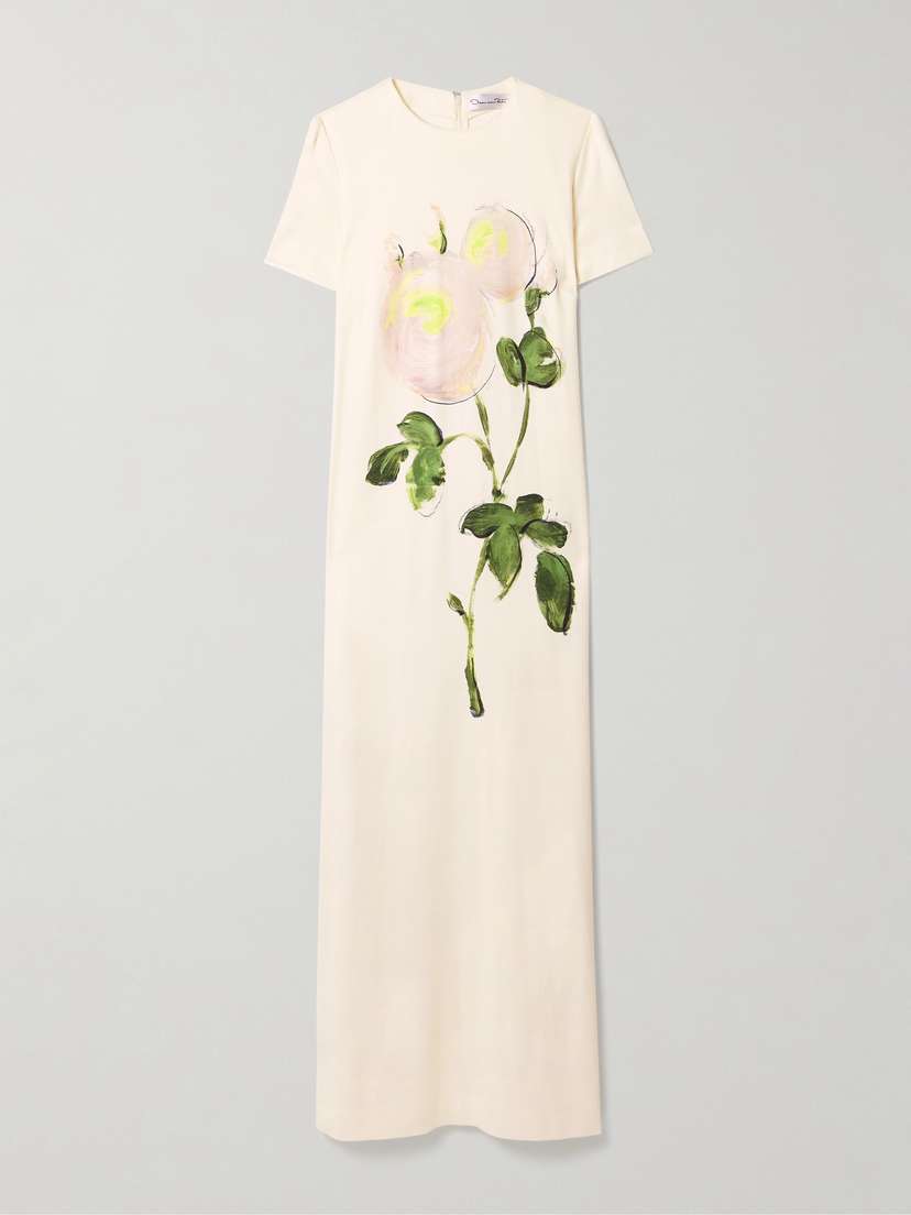 Oscar de la Renta Floral-print Stretch-jersey Maxi Dress