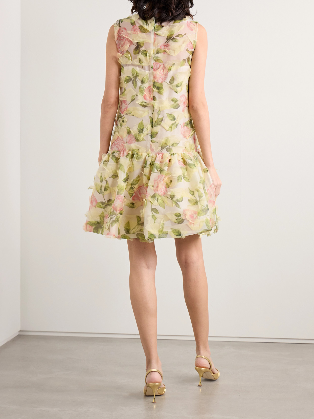 Oscar De La Renta Tiered Floral-print Silk-blend Georgette Mini Dress In Multi
