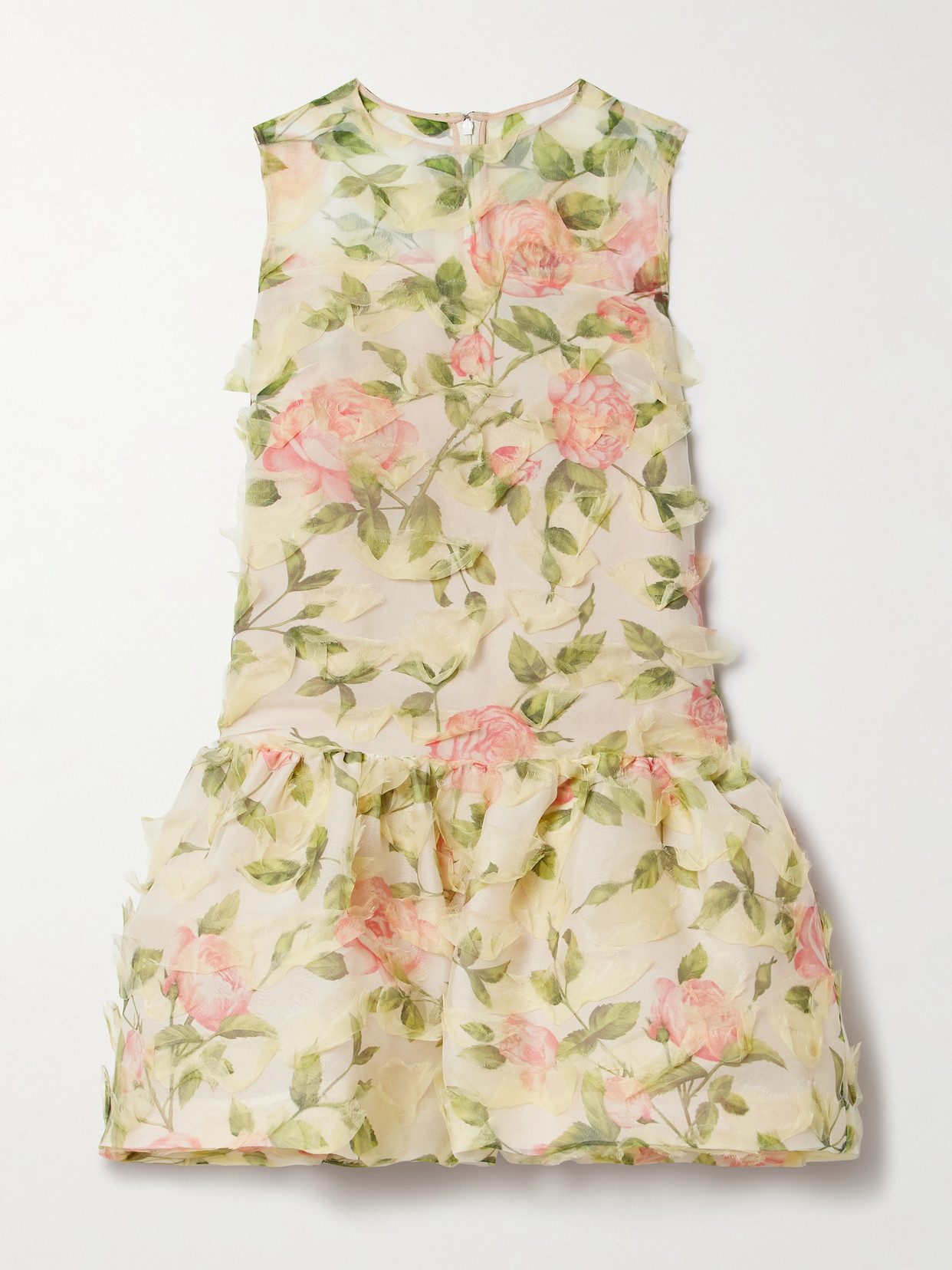 Oscar De La Renta Tiered Floral-print Silk-blend Georgette Mini Dress In Multi
