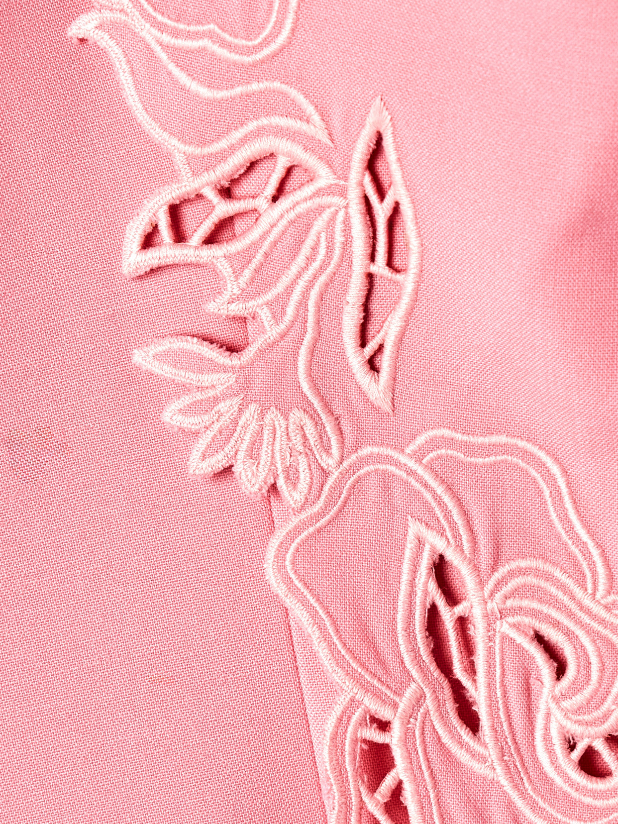 Oscar De La Renta Cutout Guipure Lace-trimmed Wool-blend Crepe Mini Dress In Pink