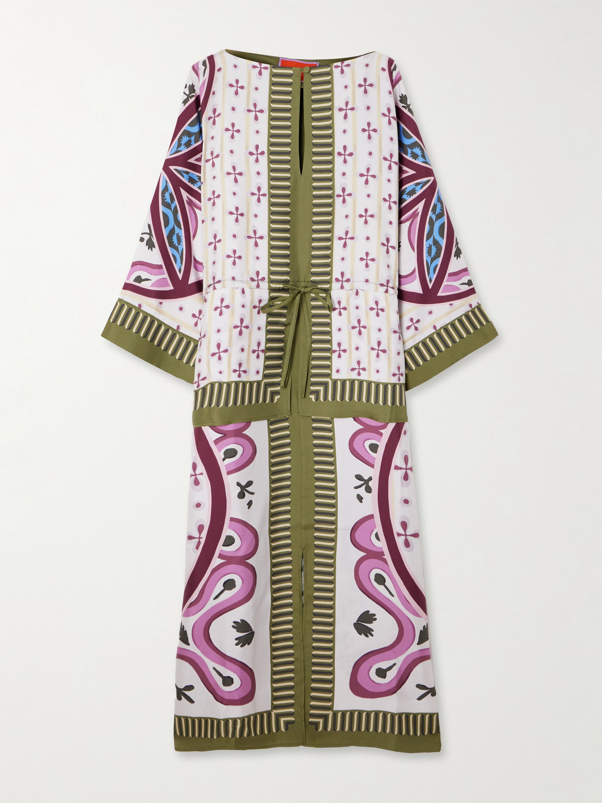 La Doublej Apericena Printed Silk-twill Midi Dress In Purple