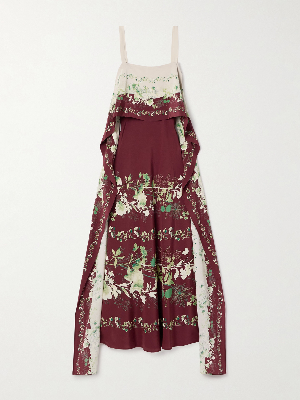 La Doublej Draped Floral-print Silk Crepe De Chine Midi Dress In Red