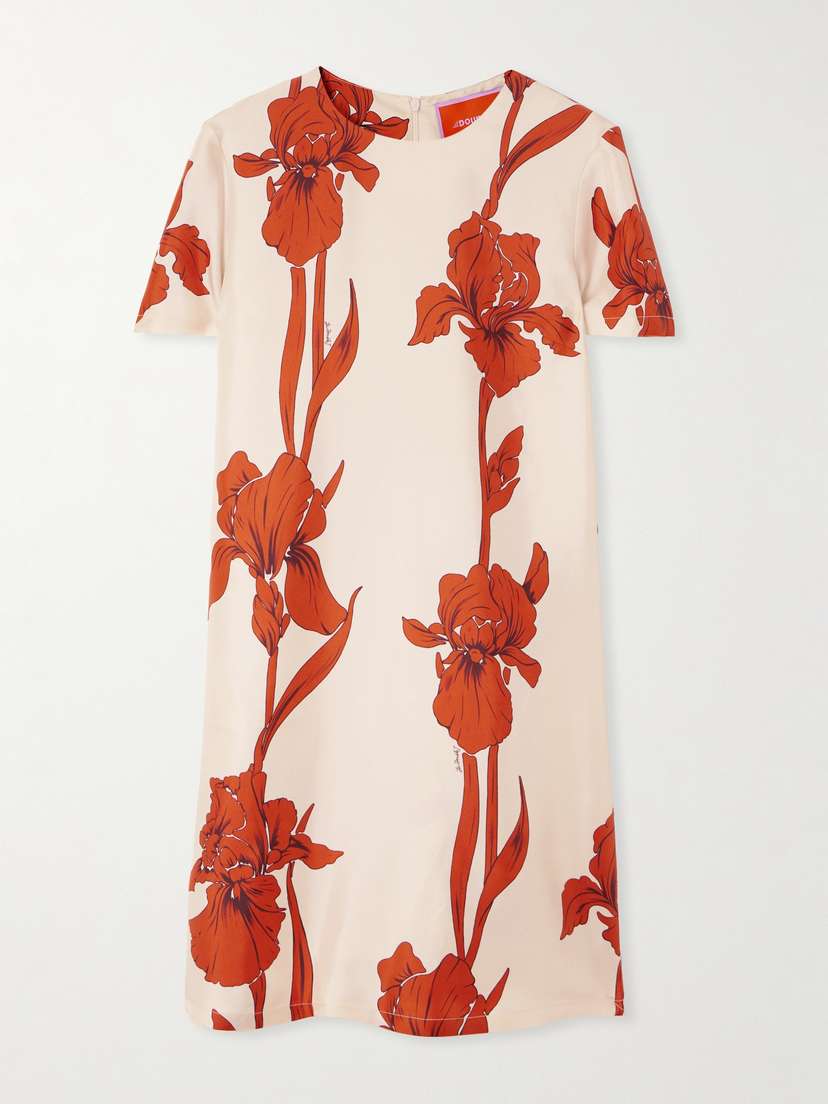 La DoubleJ Floral-print Silk-twill Mini Dress