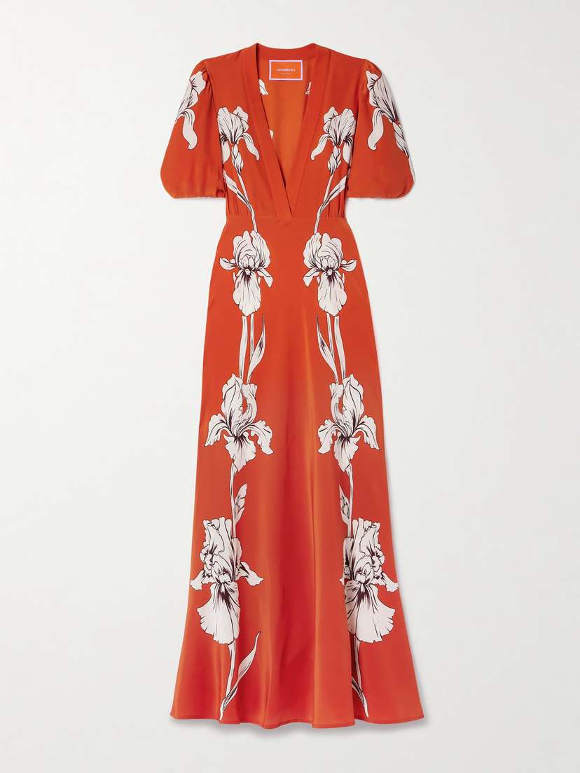 La DoubleJ Marlene Floral-print Silk-crepe Maxi Dress