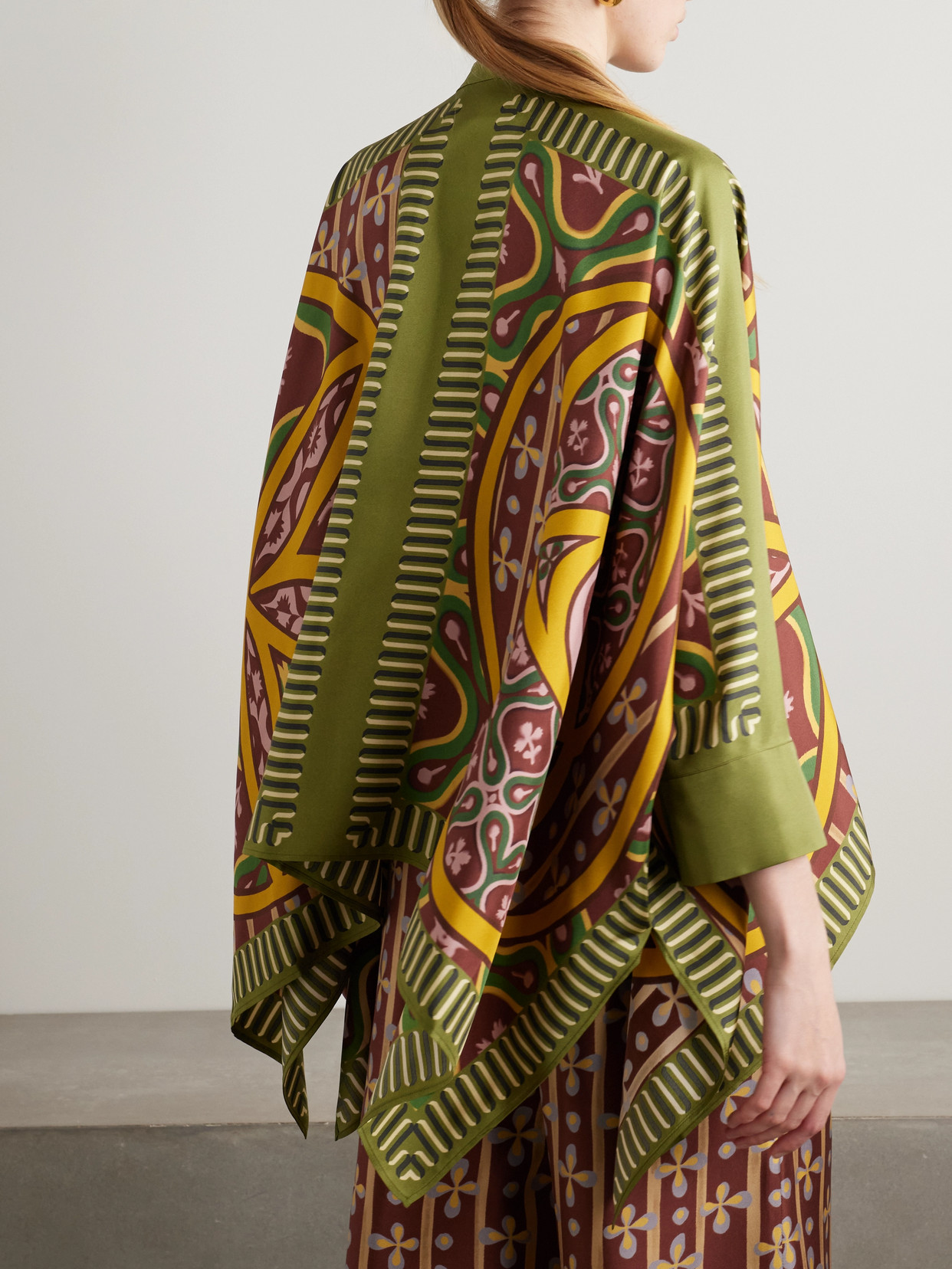 Shop La Doublej Foulard Printed Silk-twill Shirt In Yellow