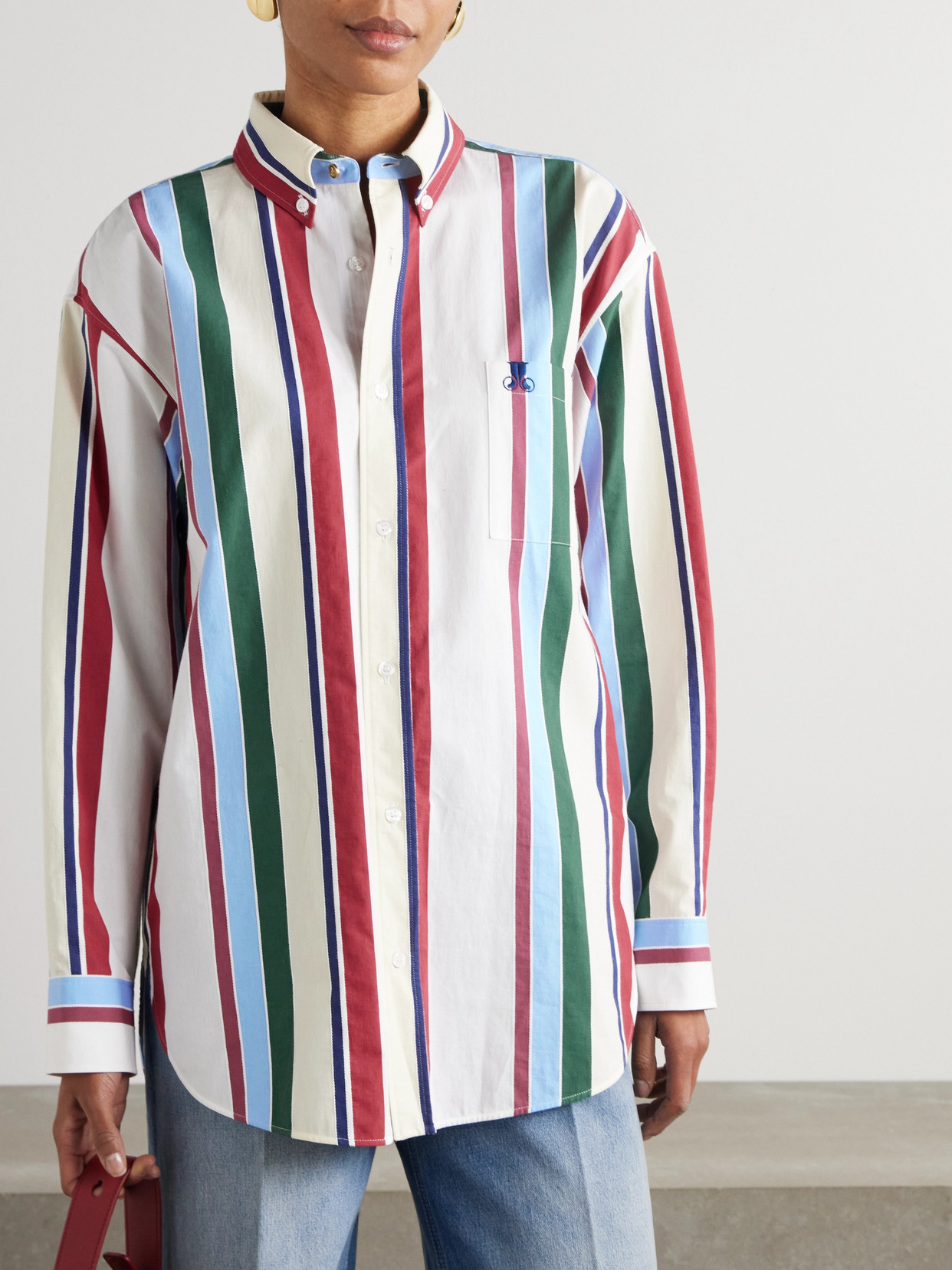 La Doublej Better Than Your Boyfriend Striped Cotton-blend Poplin Shirt In Multi