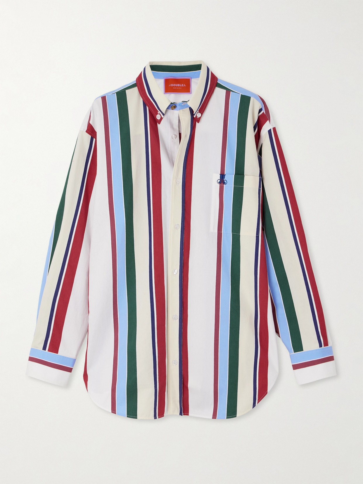 La Doublej Better Than Your Boyfriend Striped Cotton-blend Poplin Shirt In Multi