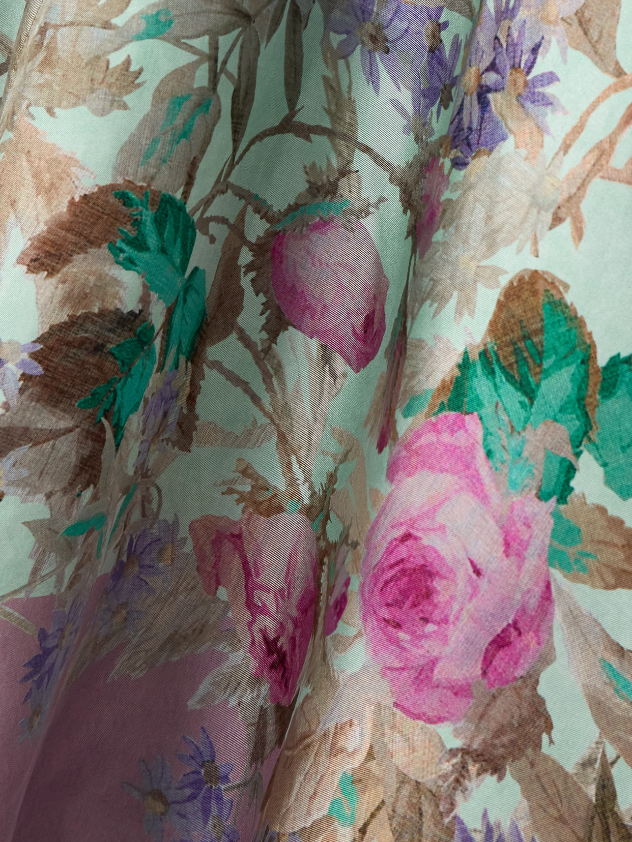La Doublej La Double J Flowing Maxi Dress With Floral Print In Green