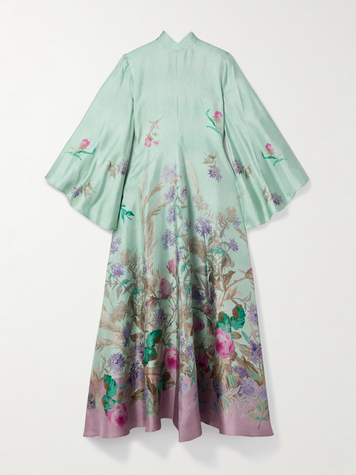 La Doublej Magnifico Floral-print Silk-twill Maxi Dress In Green