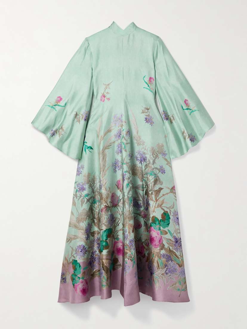 La DoubleJ Magnifico Floral-print Silk-twill Maxi Dress