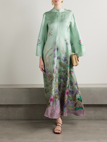 La DoubleJ Magnifico floral-print silk-twill maxi dress