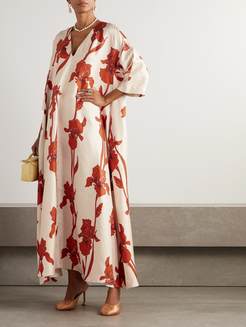 La DoubleJ Muumuu floral-print silk-twill maxi dress