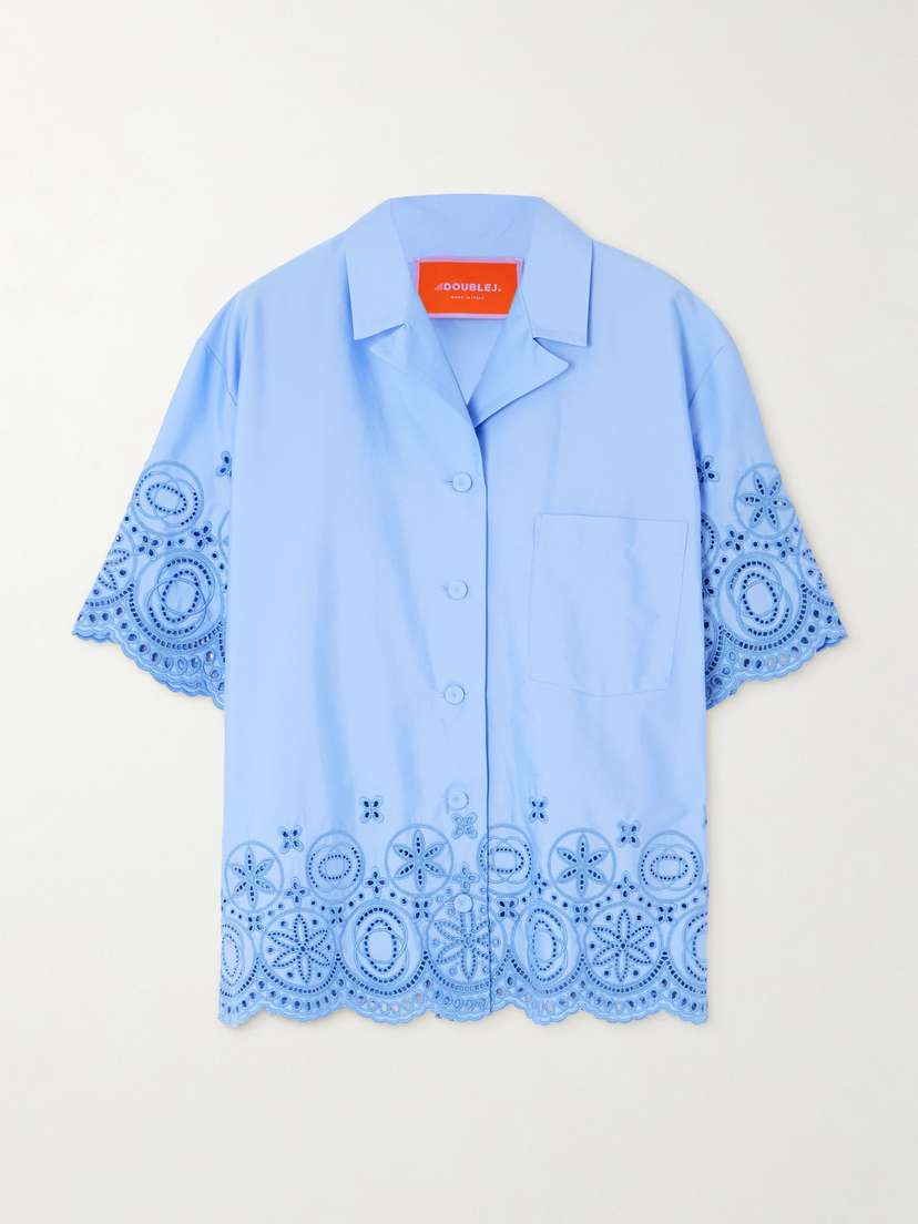 La DoubleJ Scalloped Broderie Anglaise Cotton-blend Shirt