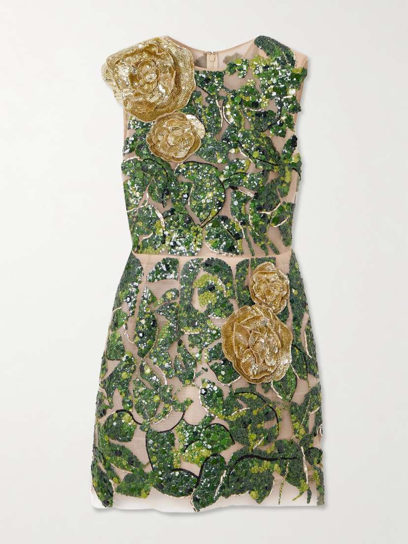 Oscar de la Renta Embellished Tulle Mini Dress