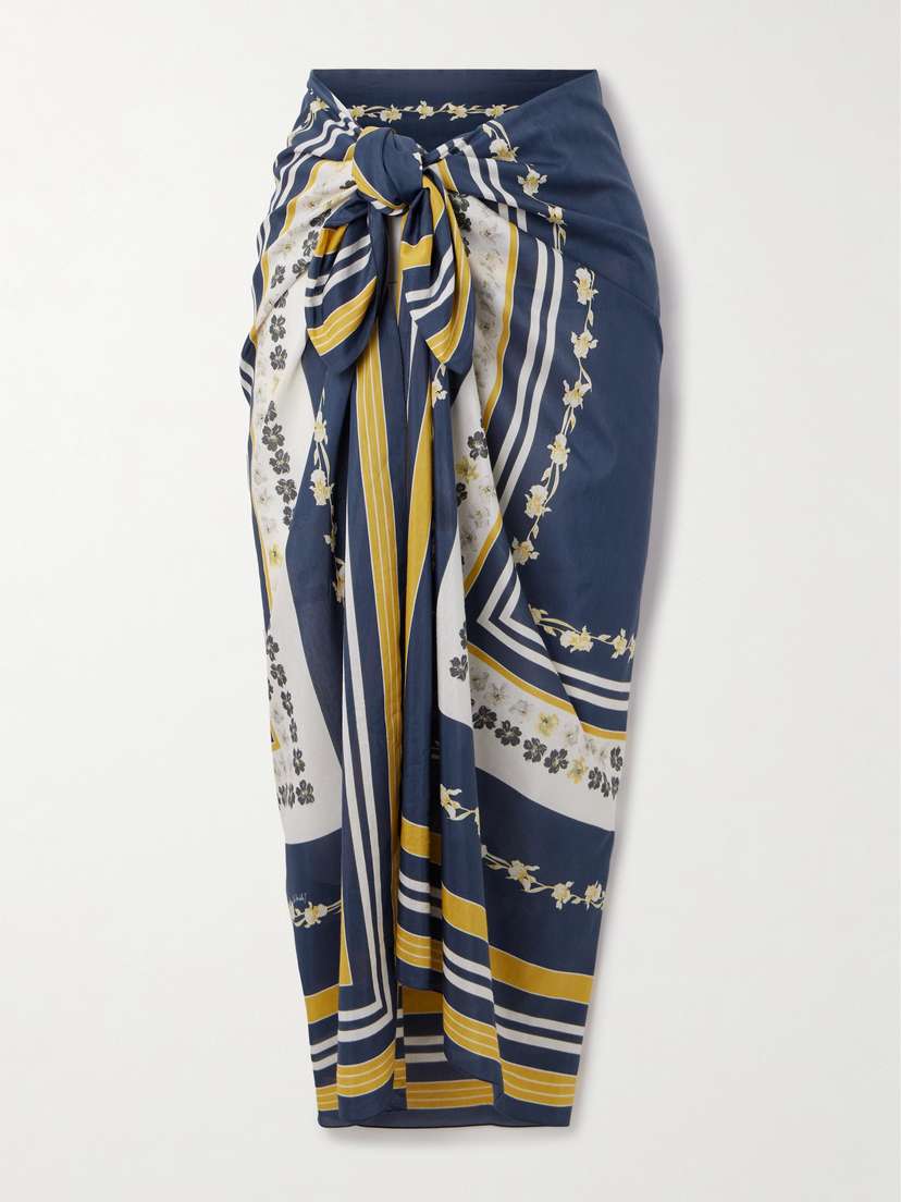 La DoubleJ Printed Cotton And Silk-blend Voile Pareo