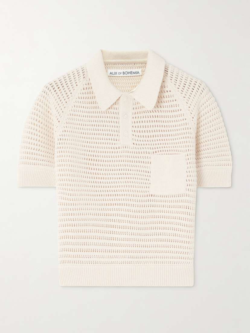 ALIX OF BOHEMIA Lessi Crocheted Cotton Polo Shirt