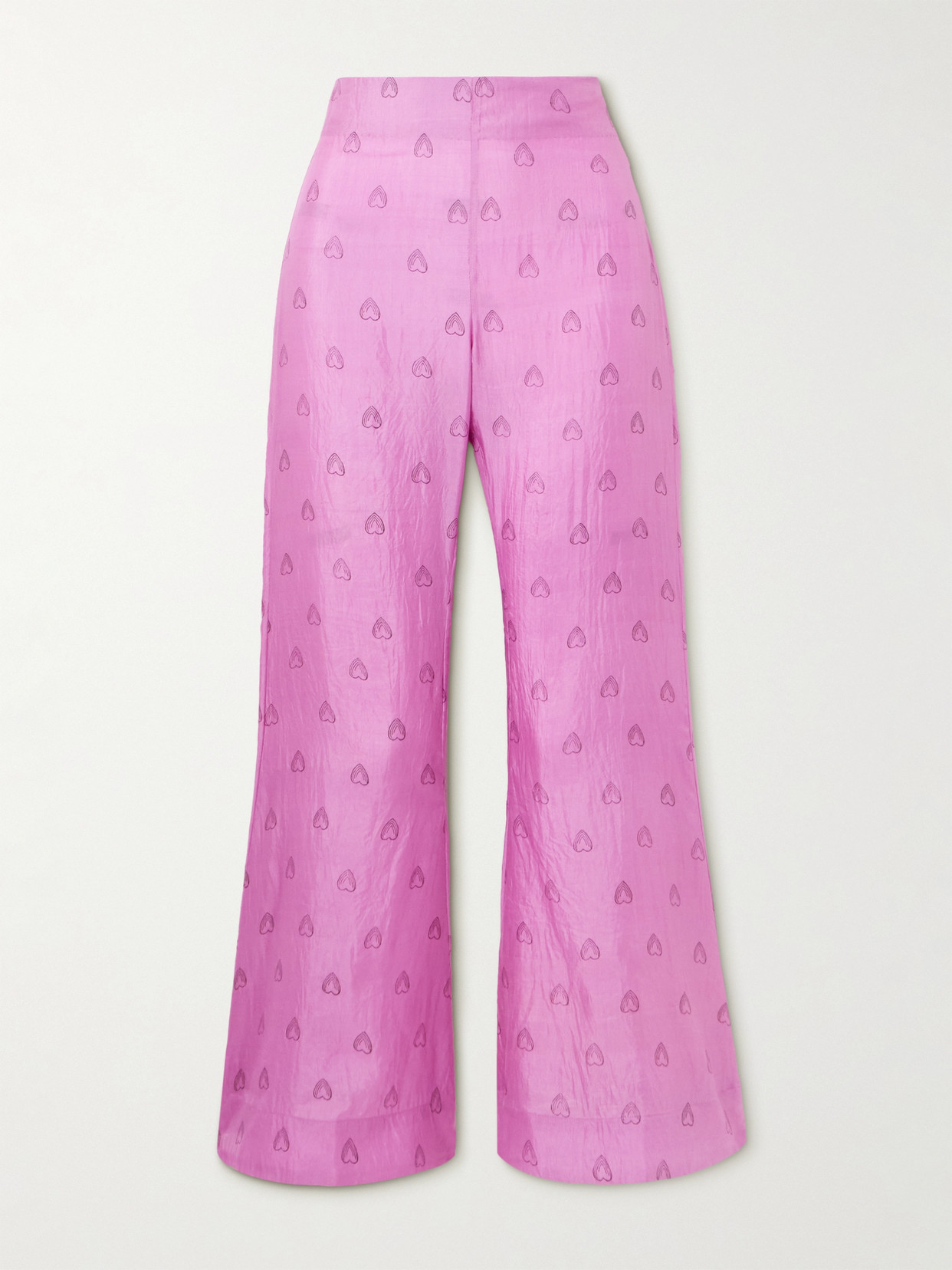 Alix Of Bohemia Farah Printed Silk Flared Trousers In Pink