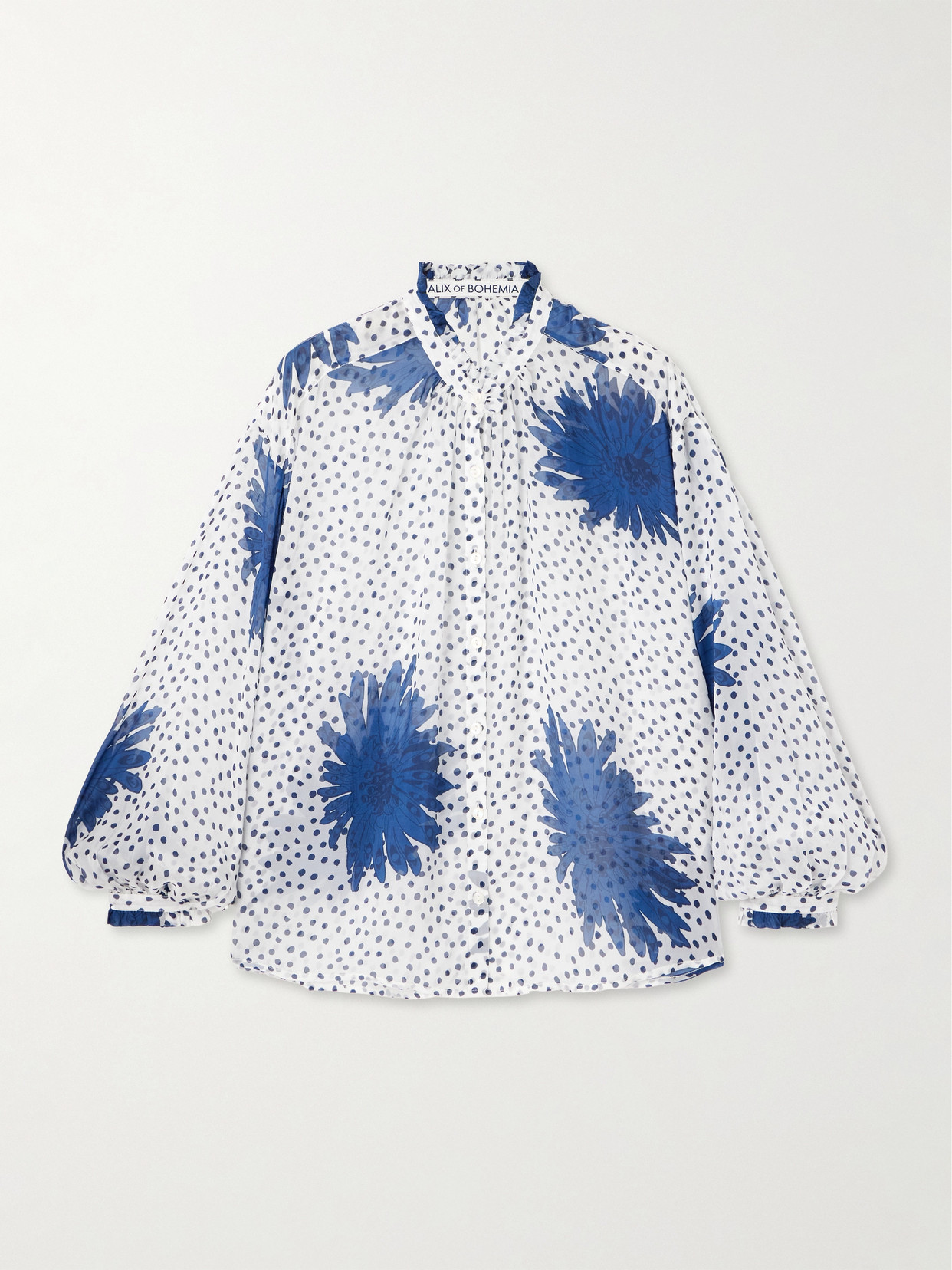 Alix Of Bohemia Poet Printed Voile Shirt In Blue