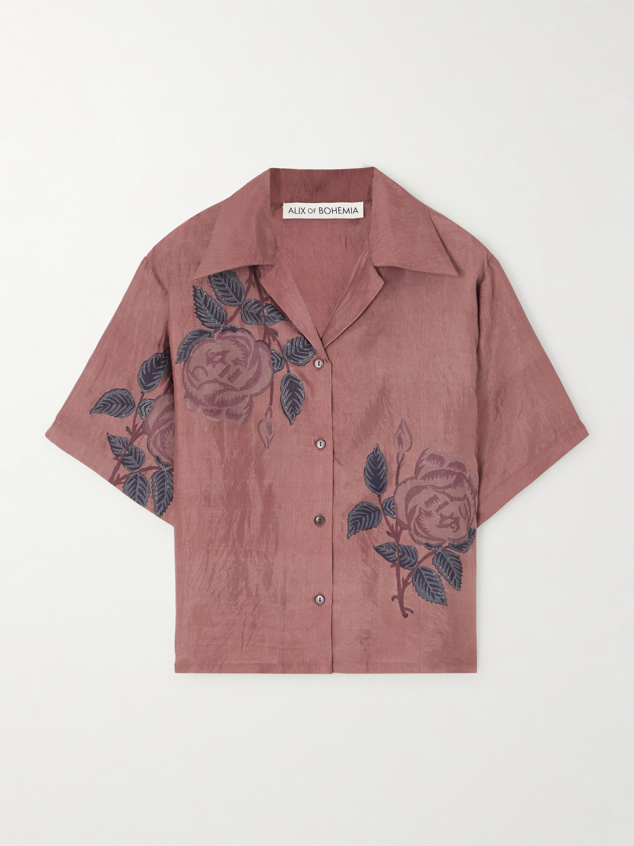 Alix Of Bohemia Stevie Floral-print Silk-satin Shirt In Brown