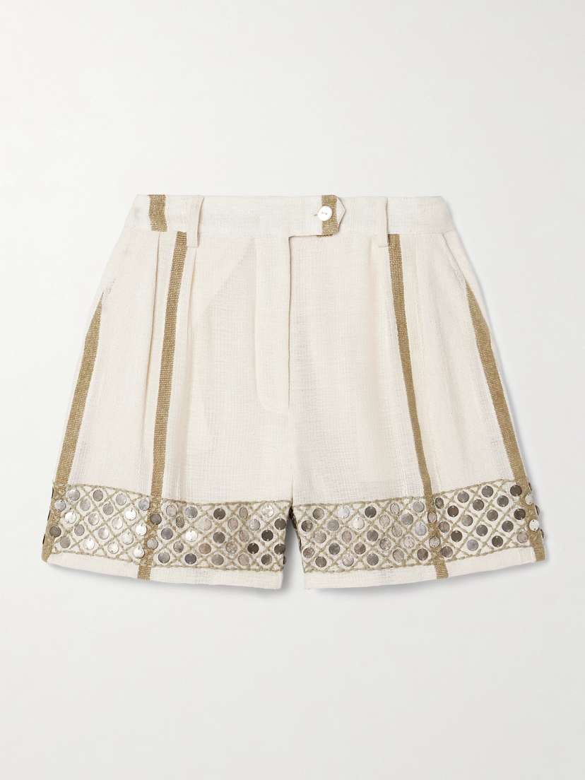 ALIX OF BOHEMIA Deena Embellished Cotton-blend Shorts