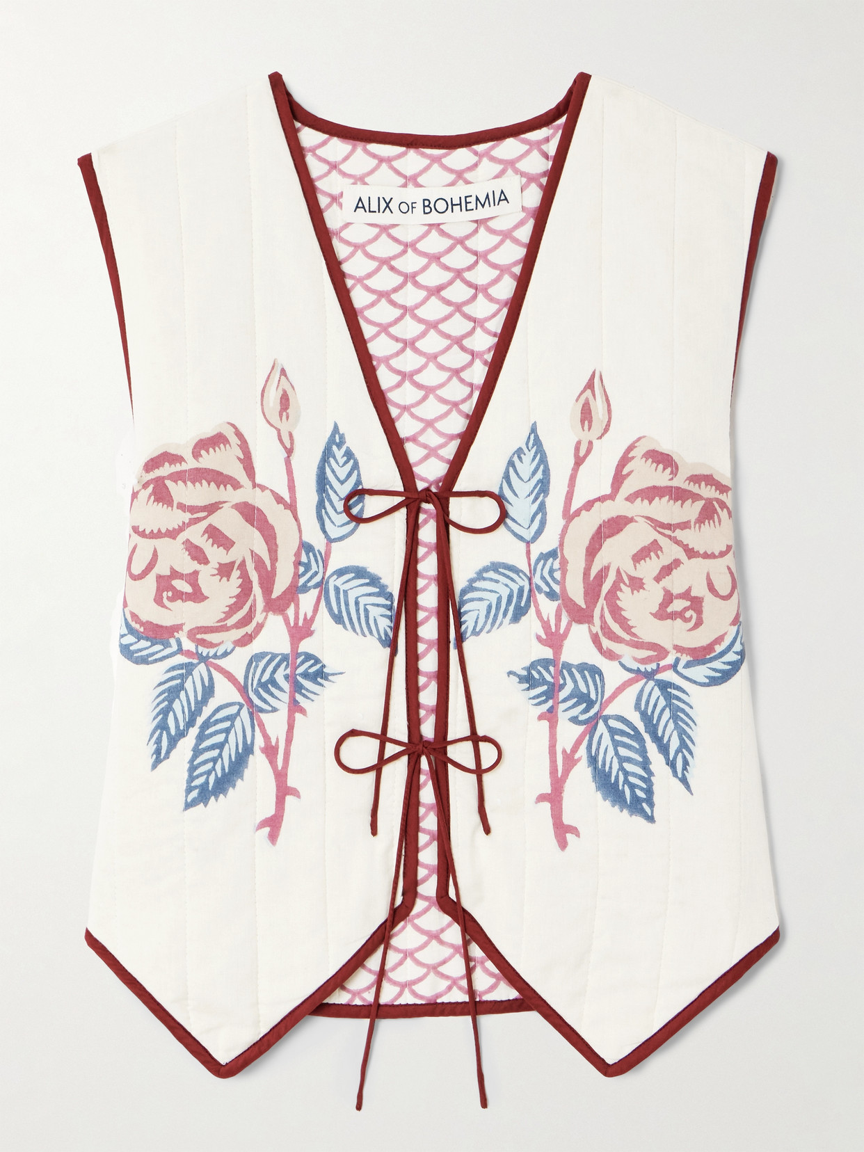 Alix Of Bohemia Tilda Quilted Floral-print Cotton-poplin Vest In White