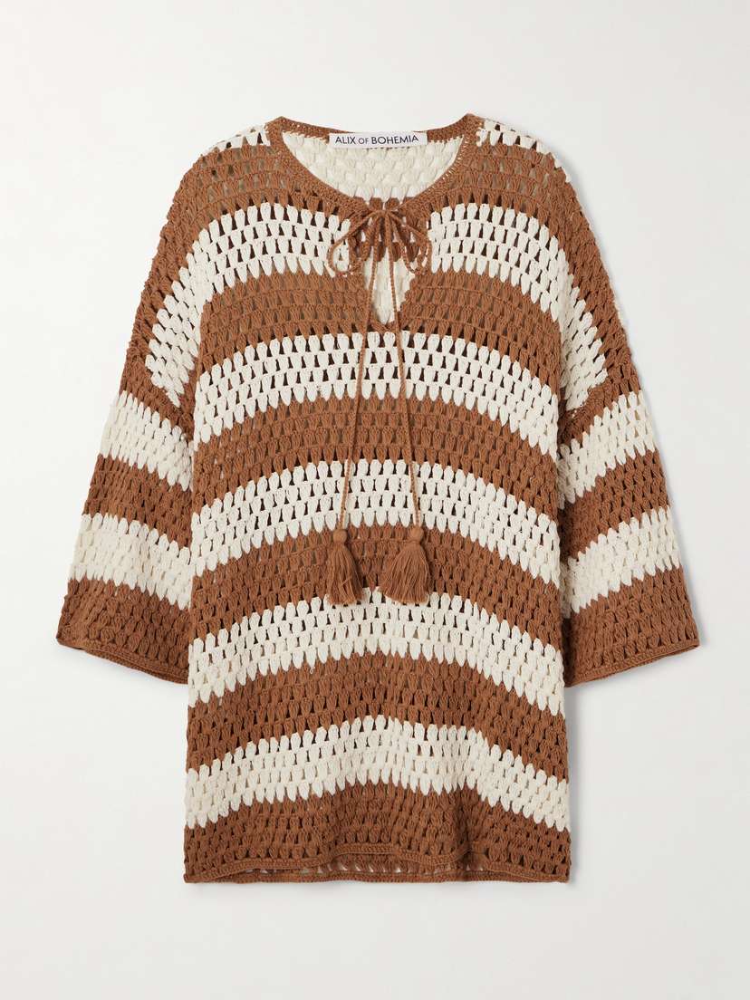 ALIX OF BOHEMIA Nolan Striped Open-knit Cotton Sweater
