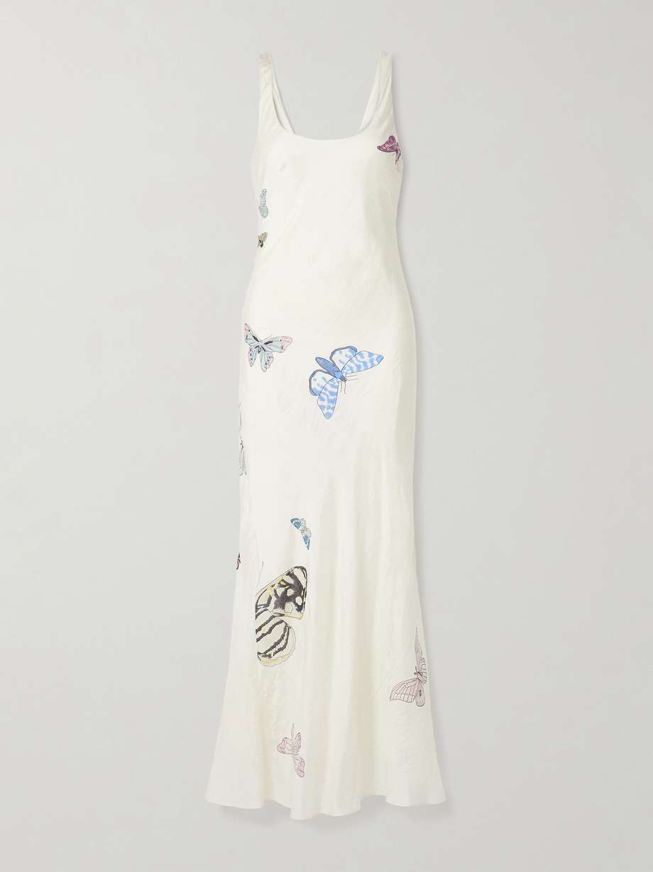 adele printed crinkled-silk maxi dress