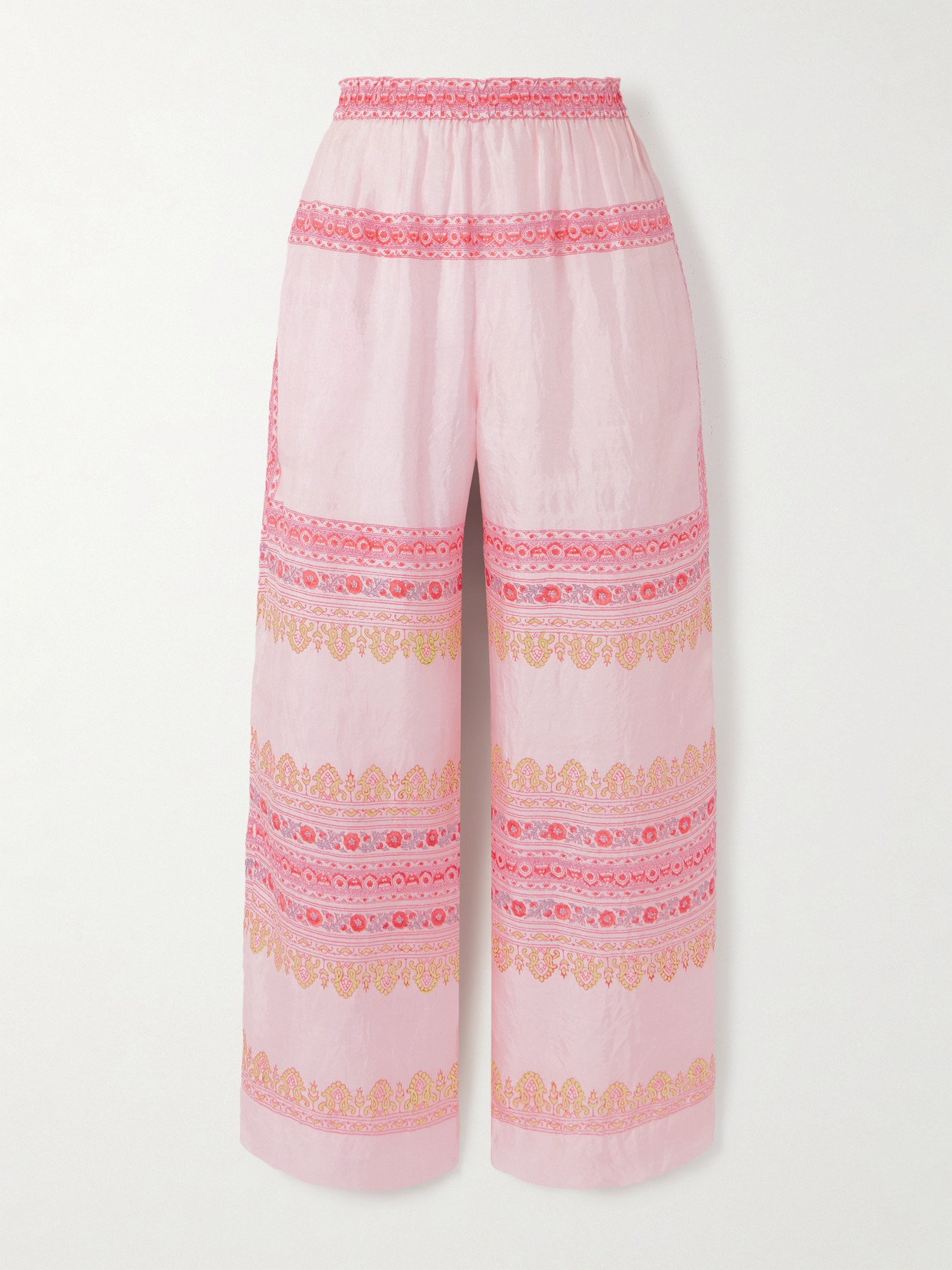 Alix Of Bohemia Otto Printed Silk-satin Wide-leg Trousers In Pink