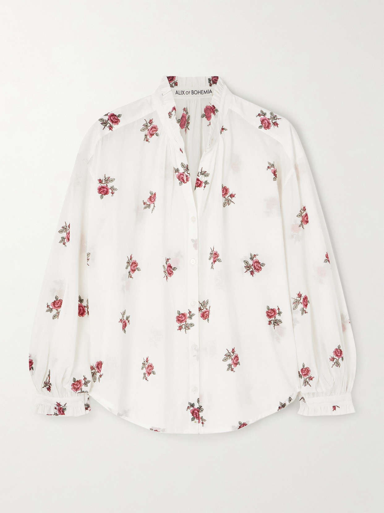 Alix Of Bohemia Poet Floral-print Cotton-poplin Shirt In White