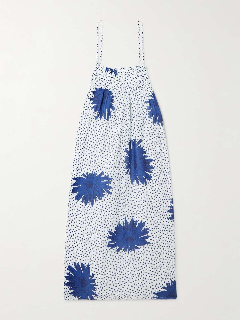 eden printed cotton and silk-blend midi dress
