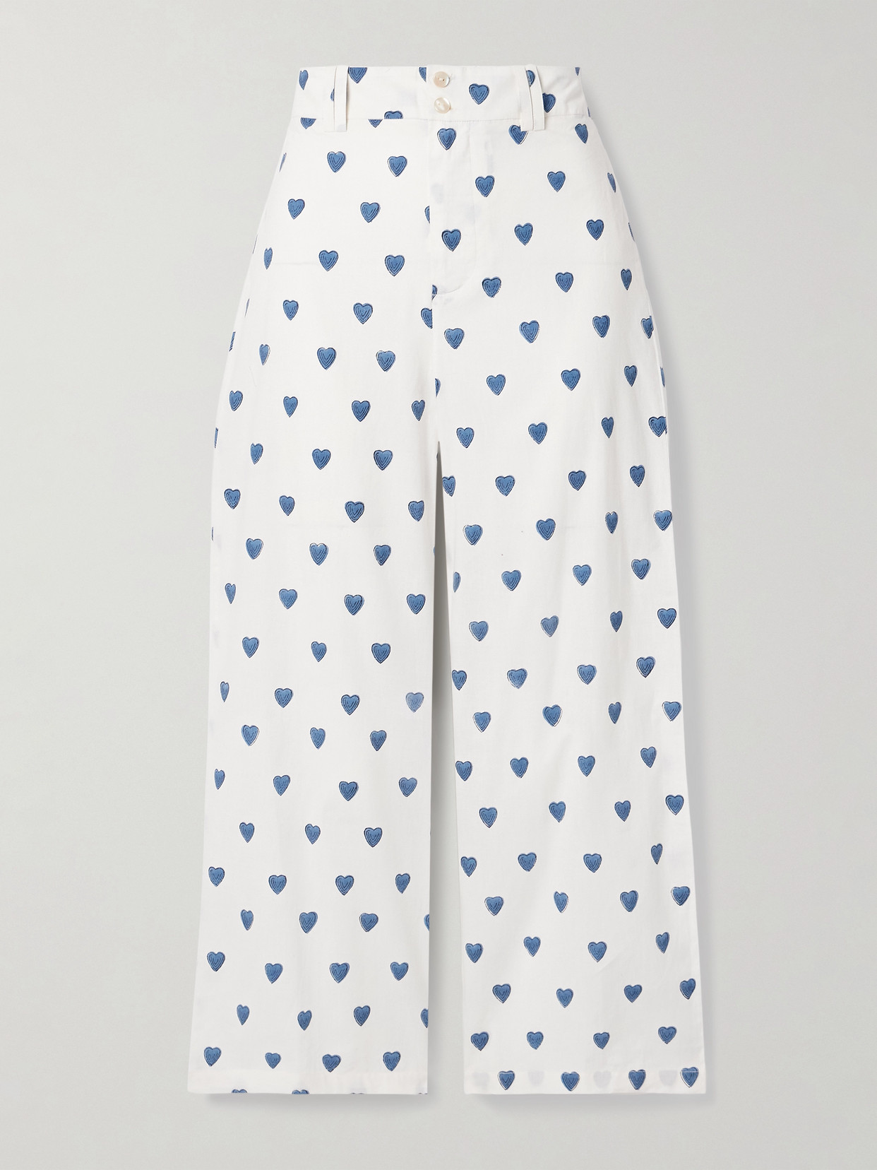 Alix Of Bohemia Scout Printed Cotton Straight-leg Trousers In White
