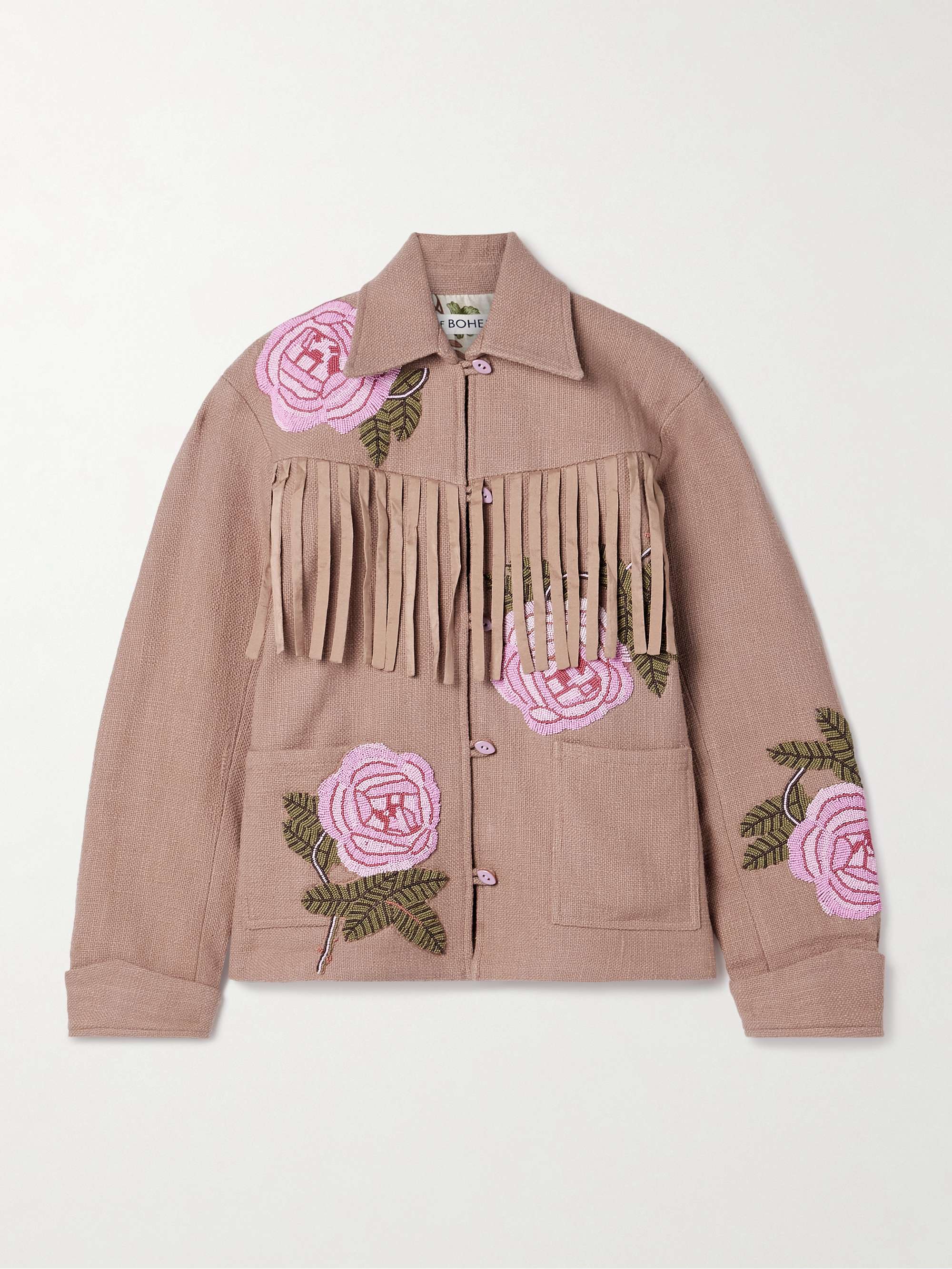 ALIX OF BOHEMIA Jude fringed bead-embellished cotton-canvas